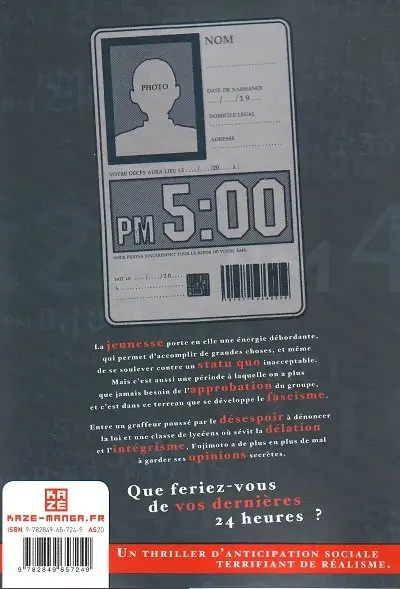 Verso de l'album Ikigami - Préavis de mort 5 Sous la peinture une âme - l'intégrisme kokuhan