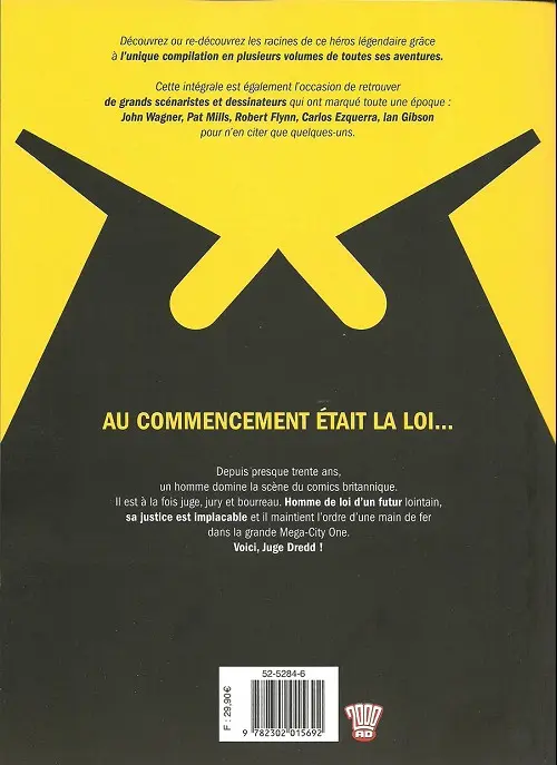 Verso de l'album Judge Dredd Intégrale 01