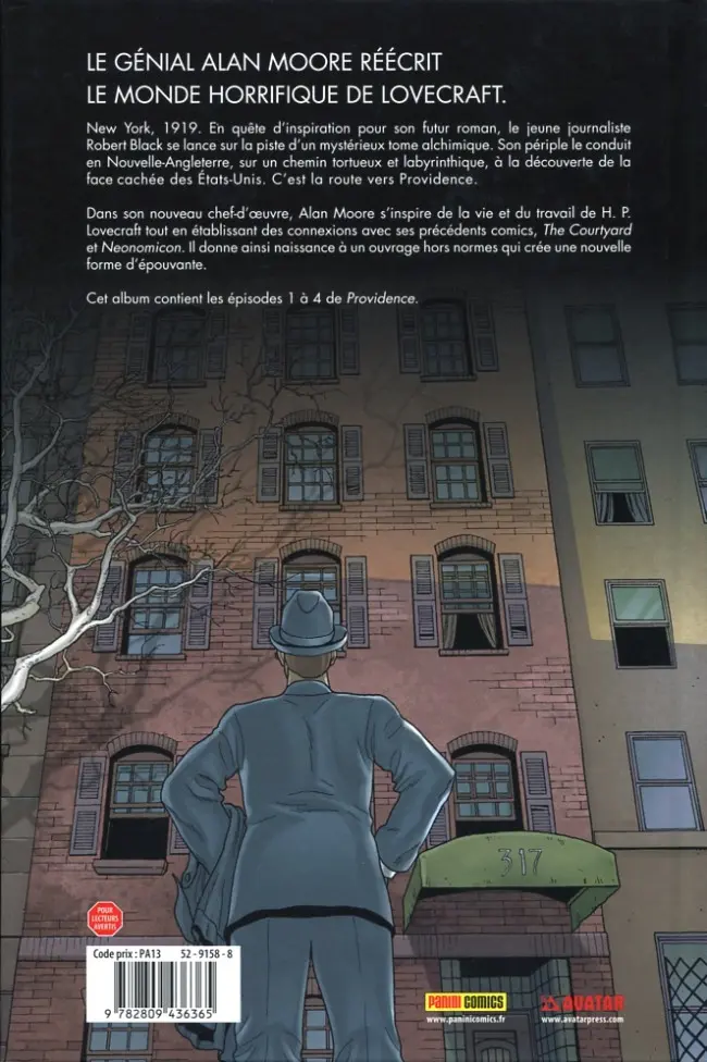 Verso de l'album Providence Tome 1 La peur qui rôde