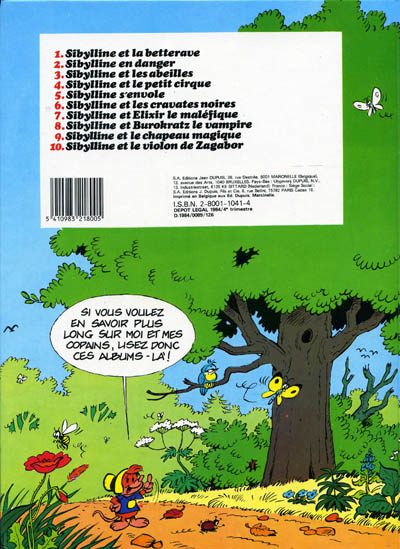 Verso de l'album Sibylline - Dupuis Tome 10 Sibylline et le violon de Zagabor