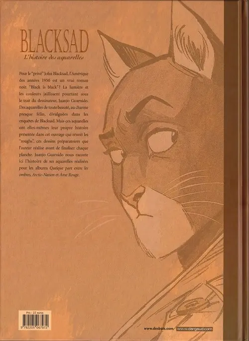 Verso de l'album Blacksad L'histoire des aquarelles Tome 1