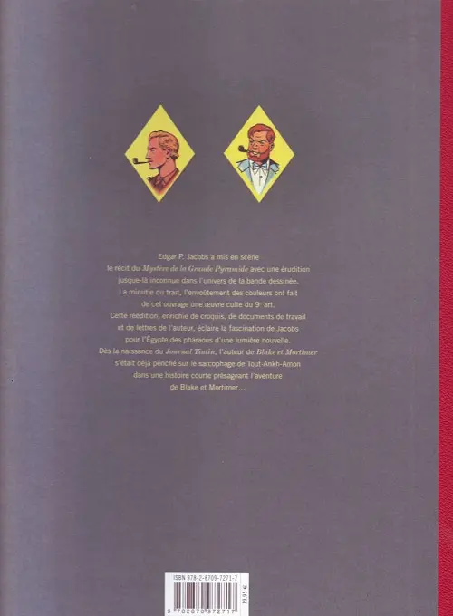 Verso de l'album Blake et Mortimer Tome 4 Le Mystère de la Grande Pyramide - Tome 1