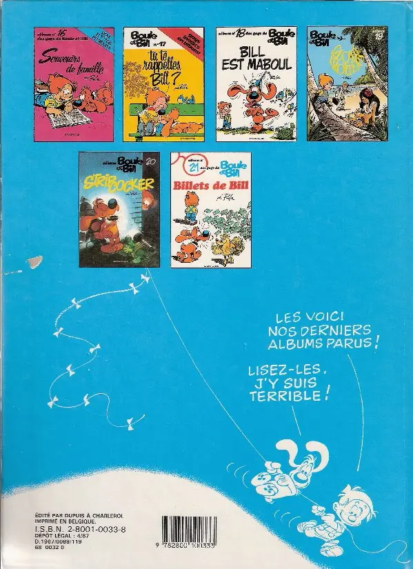 Verso de l'album Boule & Bill Tome 4 60 gags de Boule et Bill