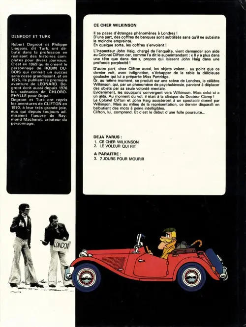 Verso de l'album Clifton Tome 1 Ce cher Wilkinson