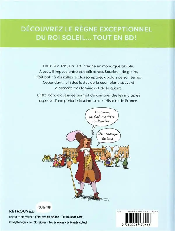 Verso de l'album L'Histoire de France en BD 1 Louis XIV et Versailles