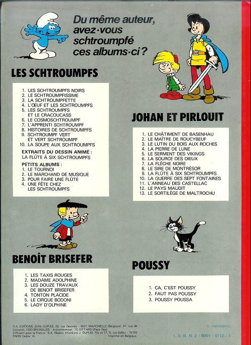 Verso de l'album Les Schtroumpfs Tome 5 Les Schtroumpfs et le Cracoucass