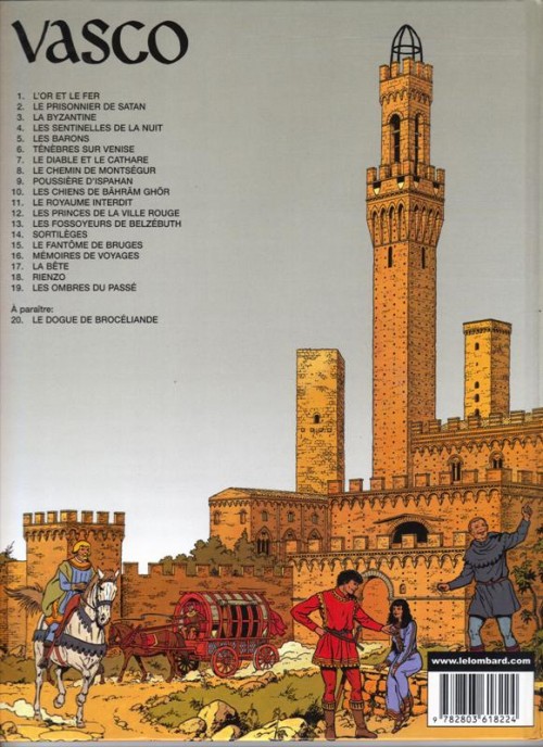 Verso de l'album Vasco Tome 3 La Byzantine