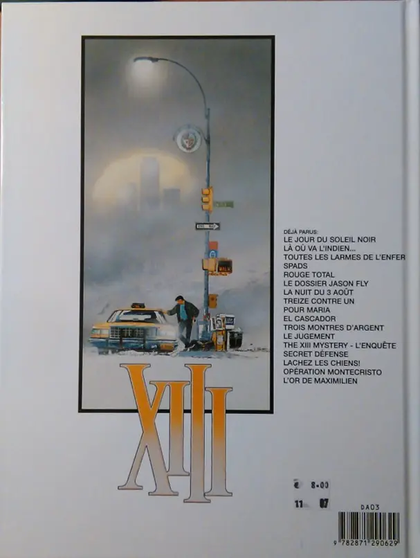 Verso de l'album XIII Tome 7 La nuit du 3 août