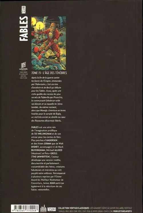 Verso de l'album Fables Tome 15 L'âge des ténèbres