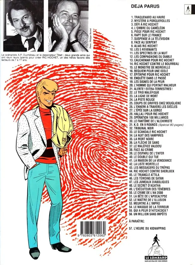 Verso de l'album Ric Hochet Tome 56 Un million sans impôts