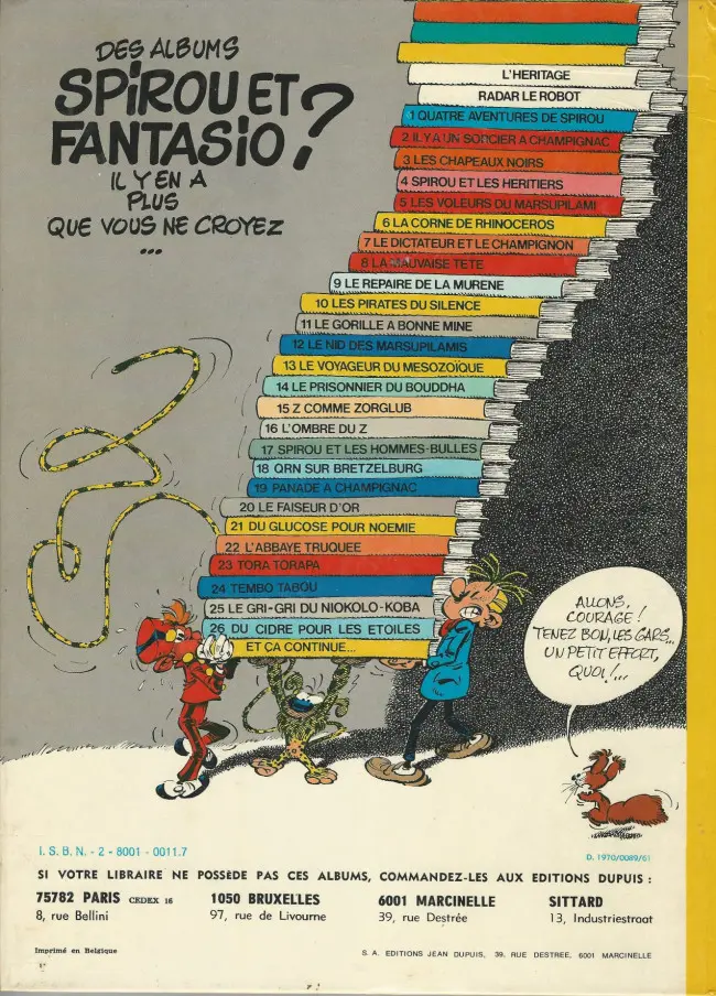 Verso de l'album Spirou et Fantasio Tome 9 Le repaire de la murène