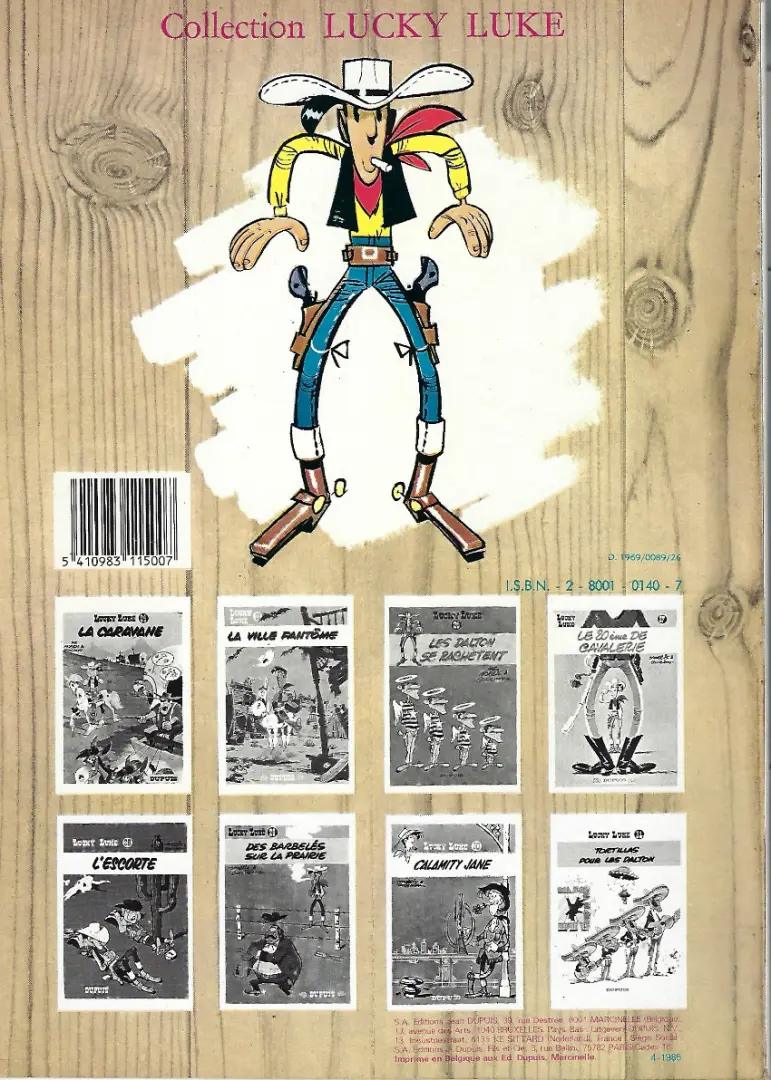Verso de l'album Lucky Luke Tome 1 La Mine d'or de Dick Digger