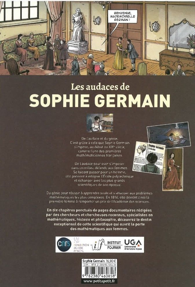 Verso de l'album Les audaces de Sophie Germain