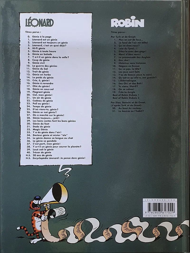 Verso de l'album Léonard Tome 4 Hi-Fi Génie