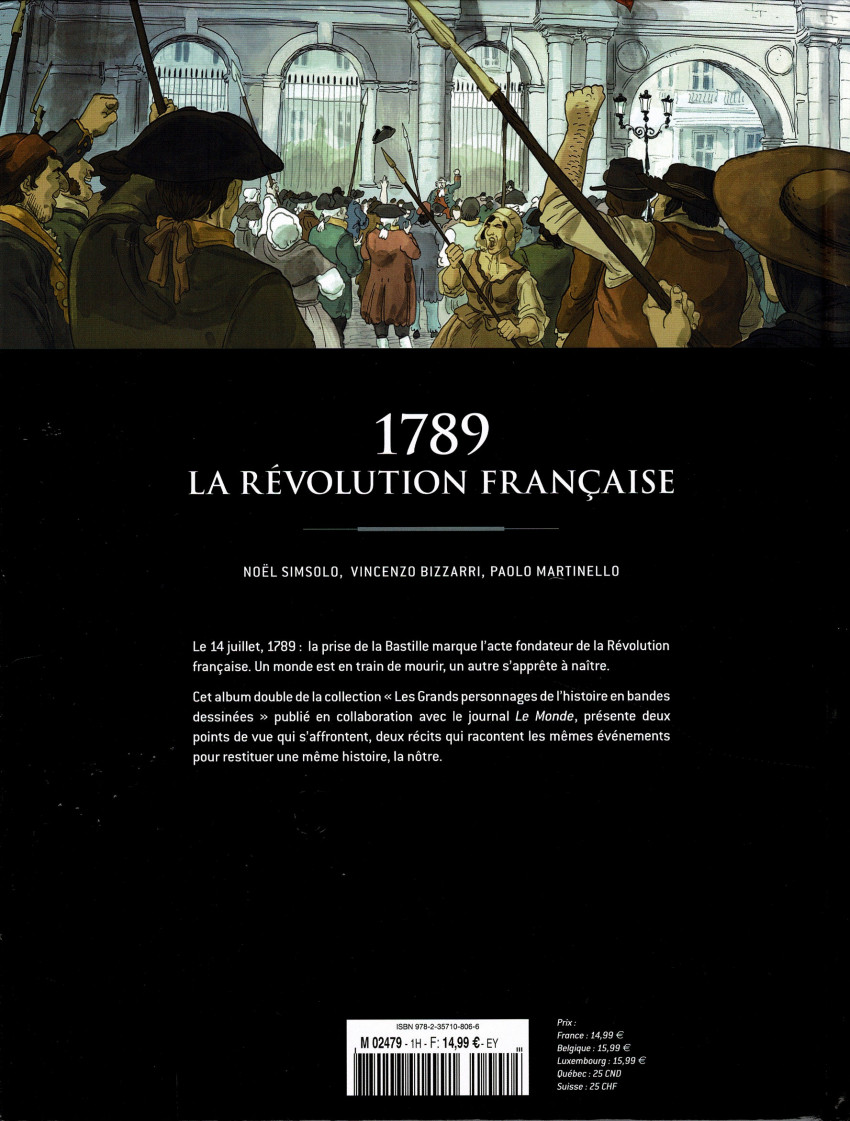 Verso de l'album Les grands personnages de l'Histoire en bandes dessinées 1789 - La révolution française