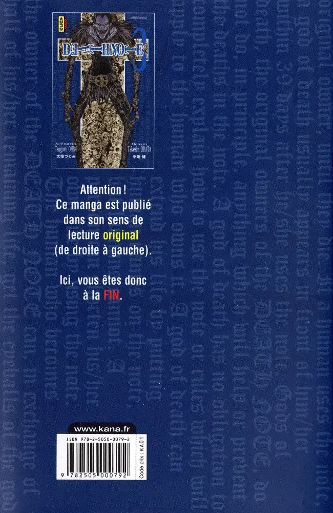 Verso de l'album Death note 3