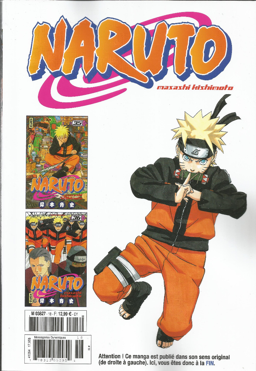 Verso de l'album Naruto L'intégrale Tome 18