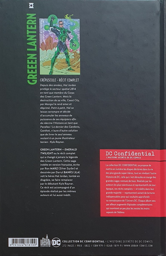 Verso de l'album DC Confidential 2 Green Lantern : Crépuscule