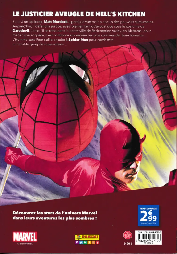 Verso de l'album Marvel - Le côté obscur Tome 2 Daredevil - Unusual suspects