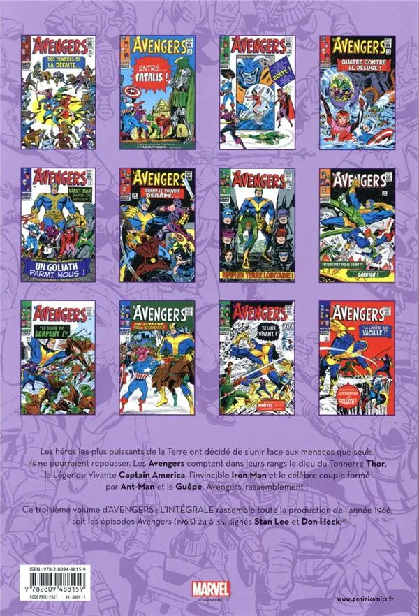 Verso de l'album The Avengers - L'intégrale Tome 3 1966