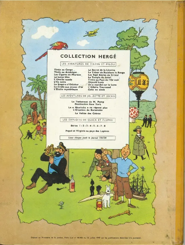 Verso de l'album Tintin Tome 15 Tintin au pays de l'or noir