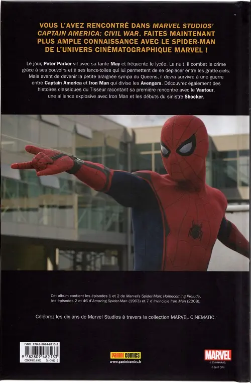 Verso de l'album Marvel Cinematic Universe Tome 1 Spider-Man: Homecoming - Prélude