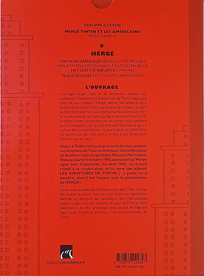 Verso de l'album Hergé, Tintin et les Américains