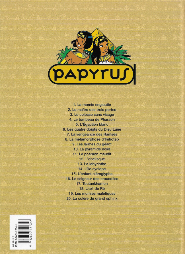 Verso de l'album Papyrus Tome 14 L'île Cyclope