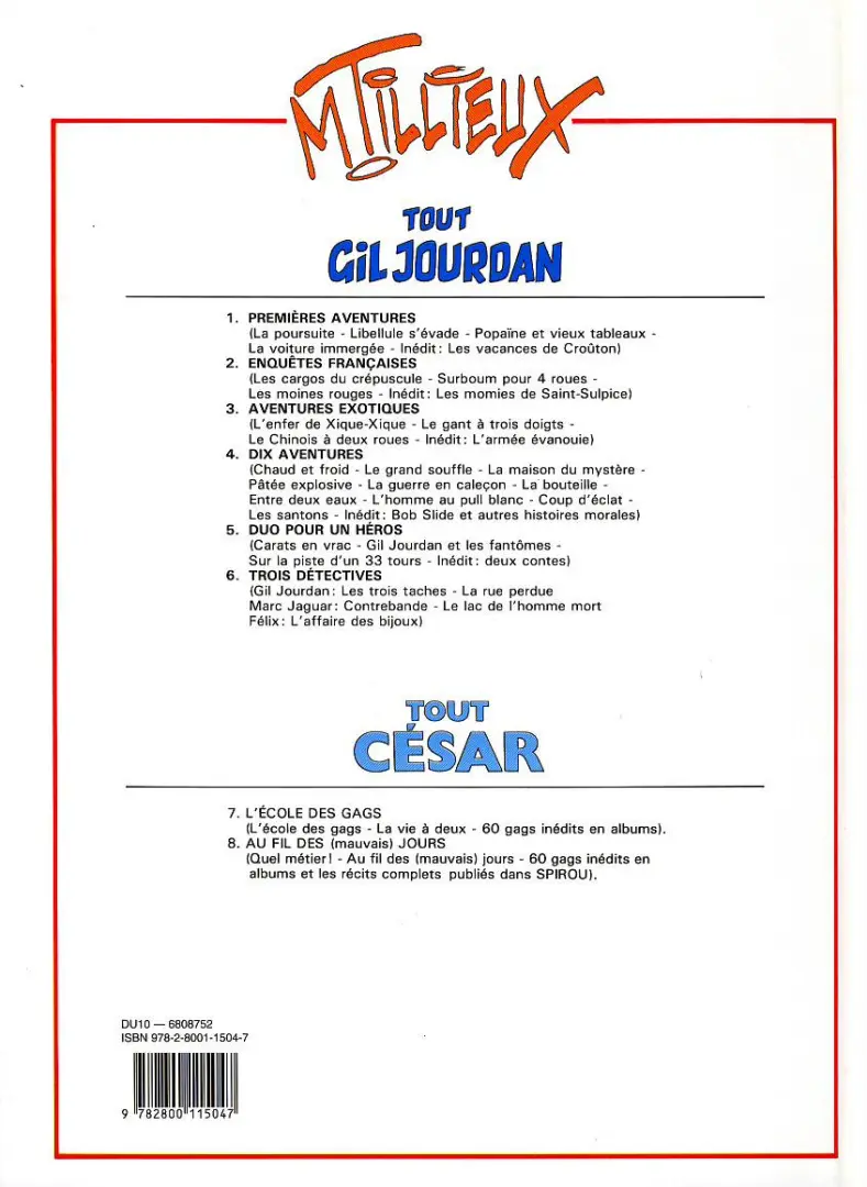 Verso de l'album Gil Jourdan Tout Gil Jourdan Tome 6 Trois détectives