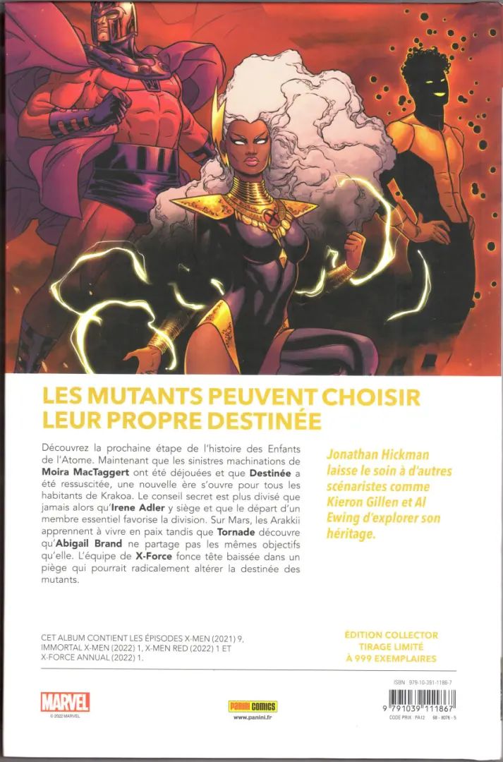 Verso de l'album Destiny of X Volume 01