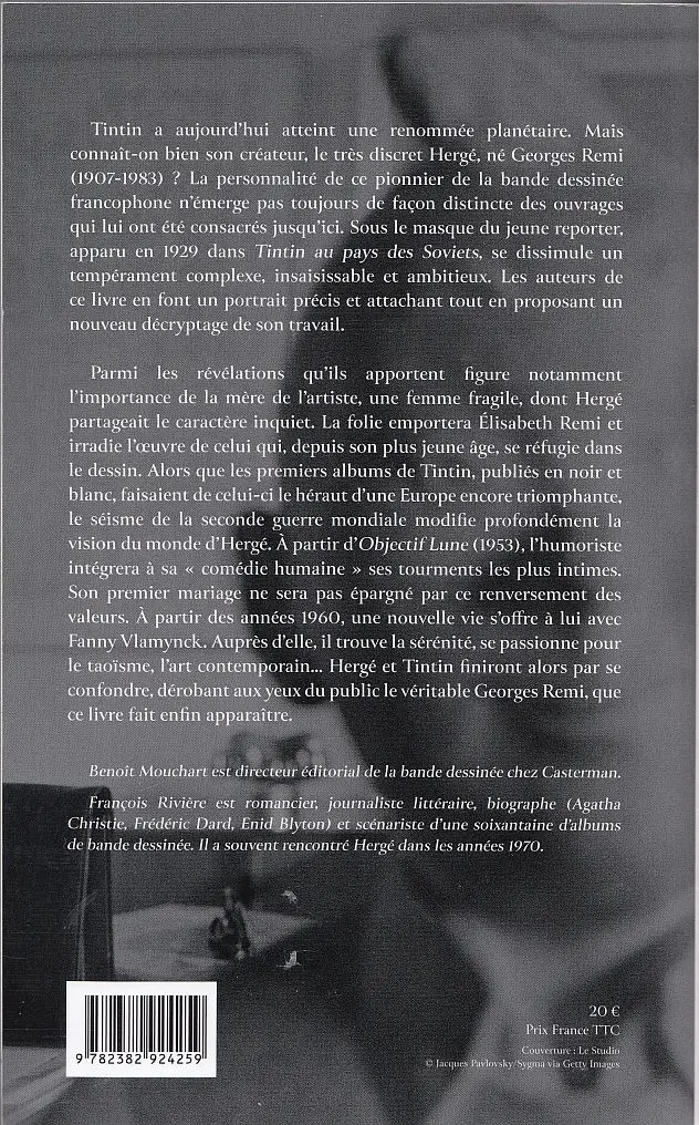 Verso de l'album Hergé - Portrait intime du père de Tintin Hergé intime