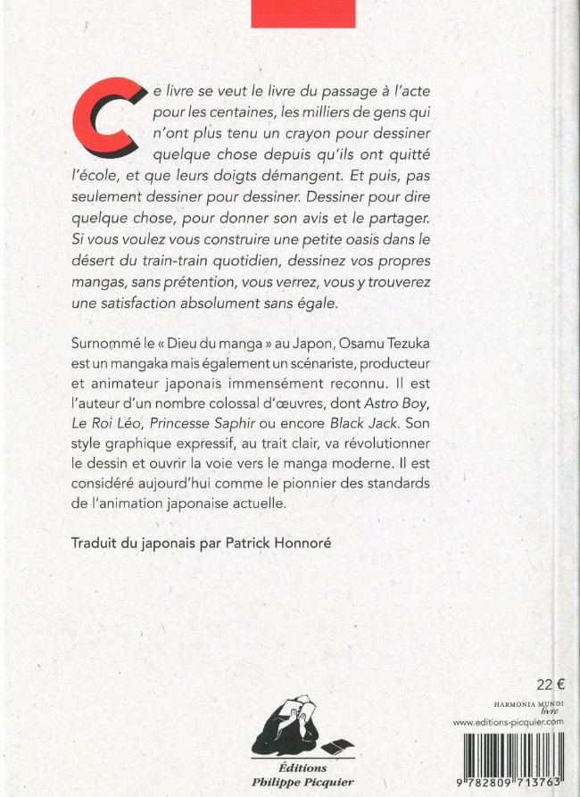 Verso de l'album Les leçons particulières d'Osamu Tezuka