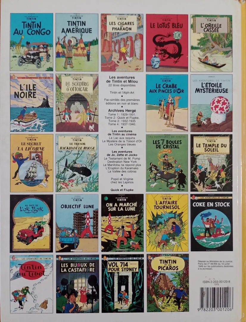 Verso de l'album Tintin Tome 21 Les bijoux de la Castafiore