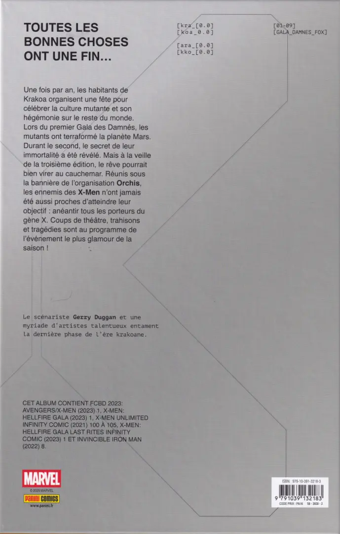 Verso de l'album X-Men: Hellfire Gala Volume 4 Fall of X
