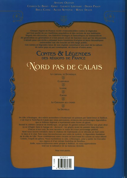 Verso de l'album Contes & Légendes des régions de France Tome 3 Nord-Pas-de-Calais