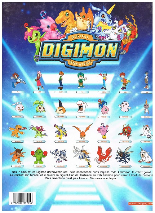 Verso de l'album Digimon Tome 3 Robots en colère