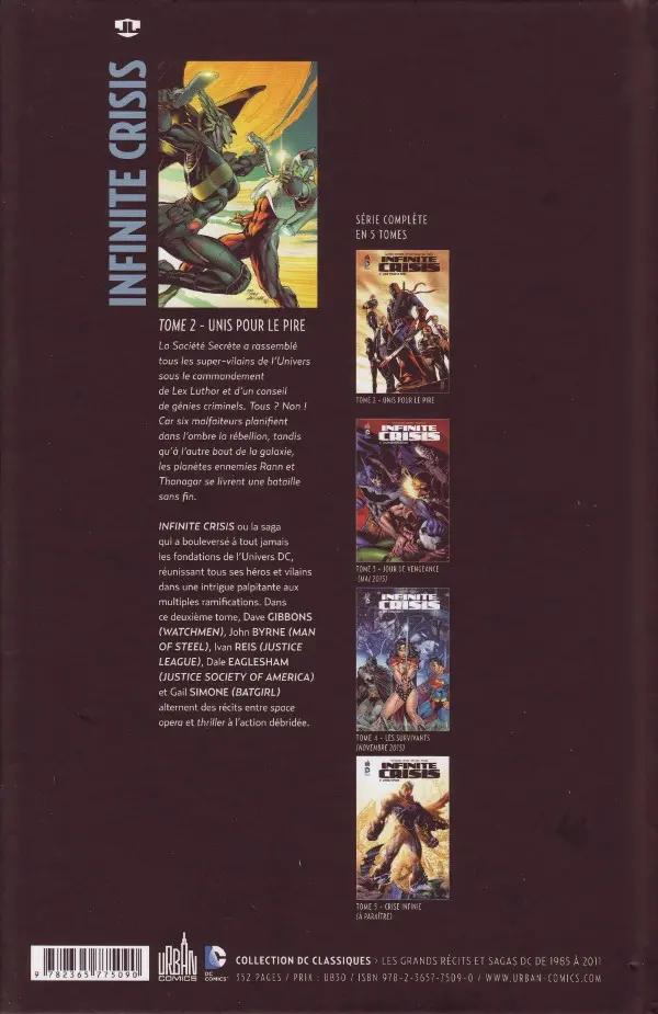 Verso de l'album Infinite Crisis Tome 2 Unis pour le pire