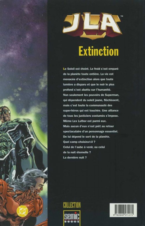 Verso de l'album JLA Extinction