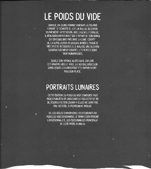 Verso de l'album Le poids du vide