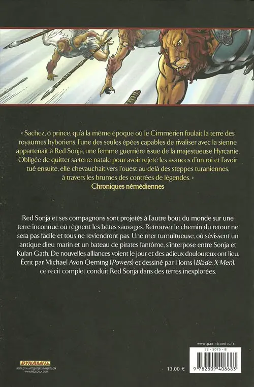 Verso de l'album Red Sonja Tome 7 Les animaux