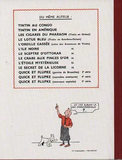 Verso de l'album Tintin Tome 6 L'oreille cassée