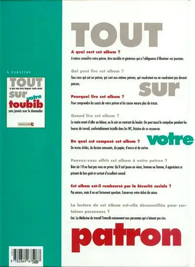 Verso de l'album Tout sur votre patron