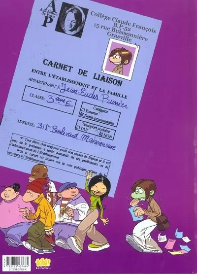 Verso de l'album Zap collège Tome 1 Premières classes