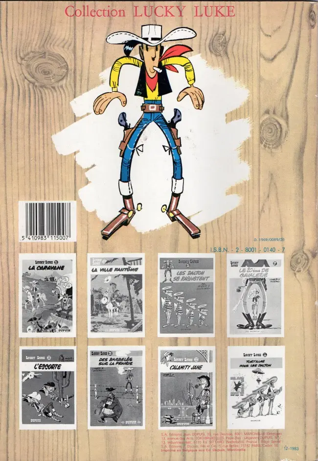 Verso de l'album Lucky Luke Tome 1 La mine d'or de Dick Digger