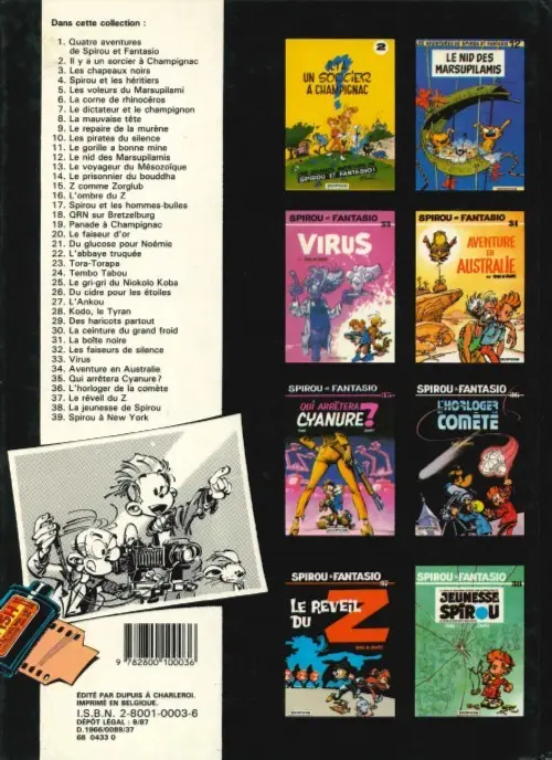 Verso de l'album Spirou et Fantasio Tome 1 4 aventures de Spirou ...et Fantasio