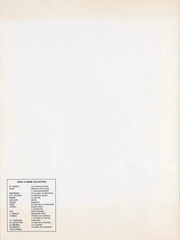 Verso de l'album Thorgal Tome 5 Au-delà des ombres
