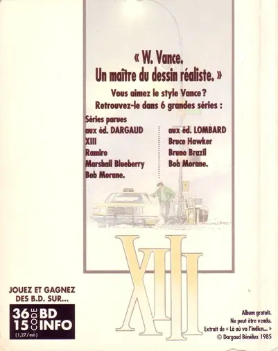 Verso de l'album XIII Tome 2 Là où va l'indien...