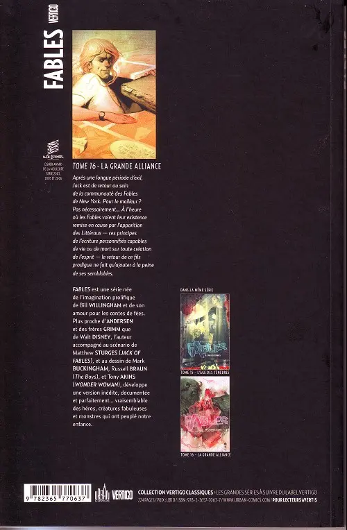 Verso de l'album Fables Tome 16 La grande alliance