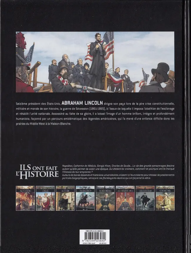 Verso de l'album Ils ont fait l'Histoire Tome 28 Lincoln