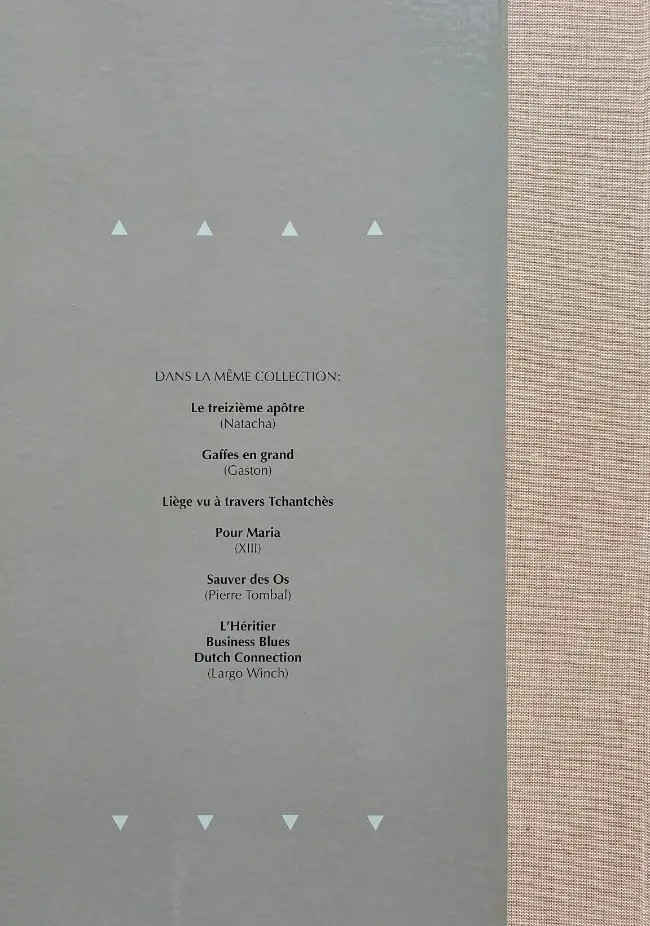 Verso de l'album Largo Winch L'héritier / Le groupe W